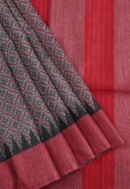 Dawn Red Chanderi Cotton Sarees with Without Zari Zari Floral Patterns