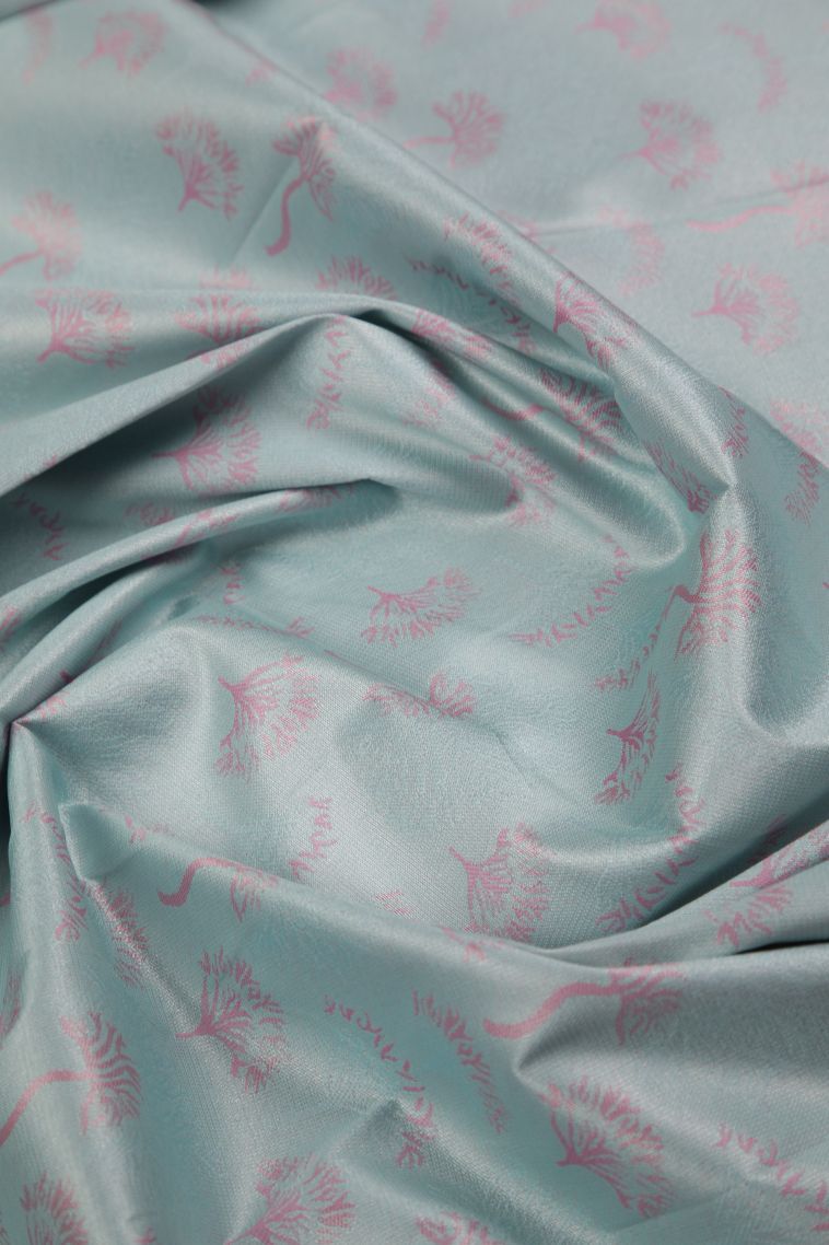 Arctic Blue Visiri Madippu Silk Sarees with Silver Zari Floral Patterns view 4