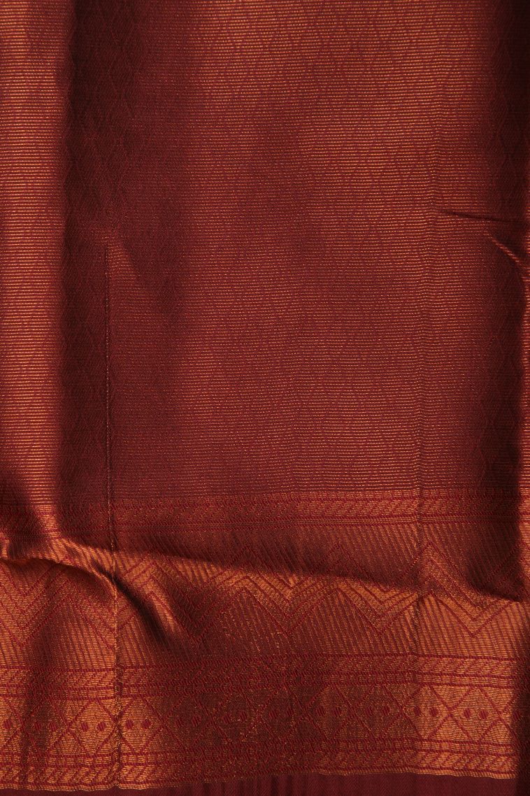 Olive Green Apoorva Silk Sarees with Copper Zari Geometric Shapes view 3