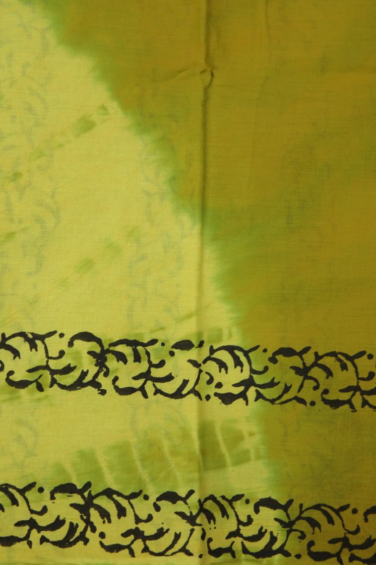 Fawn Yellow Cotton Sarees with Without Zari Zari Floral Patterns view 3