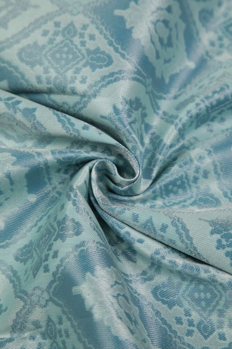 Sky Blue Visiri Madippu Silk Sarees with Silver Zari Floral Patterns view 4