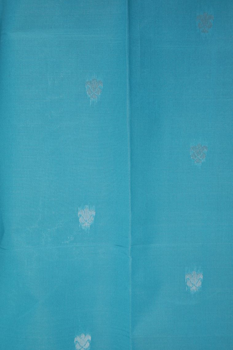 Sky Blue Visiri Madippu Silk Sarees with Silver Zari Floral Patterns view 3