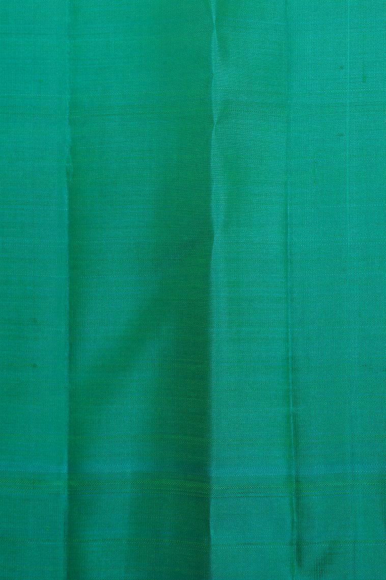 Chartreuse Green Kanchipuram Silk Sarees with Gold Zari Stripes view 3