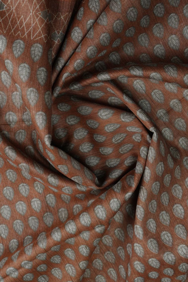 Sandstone Orange Chanderi Cotton Sarees with Without Zari Zari Floral Patterns view 4