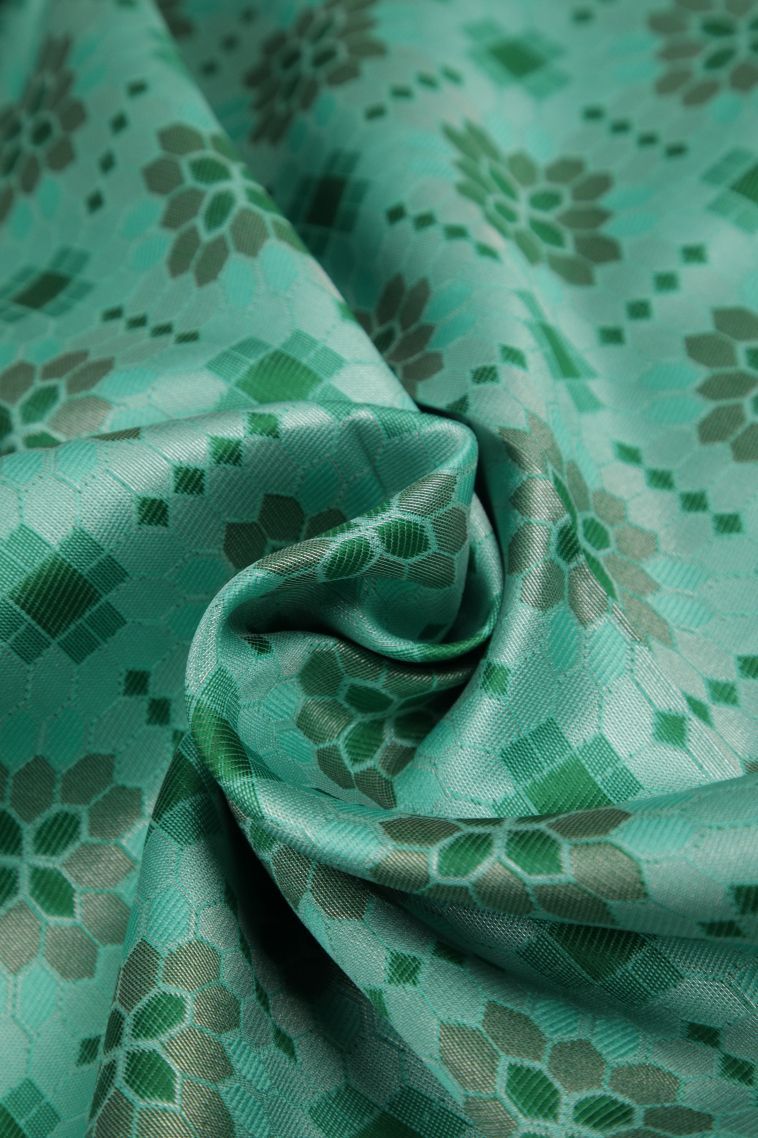 Pistachio Green Apoorva Silk Sarees with Silver Zari Floral Patterns view 4
