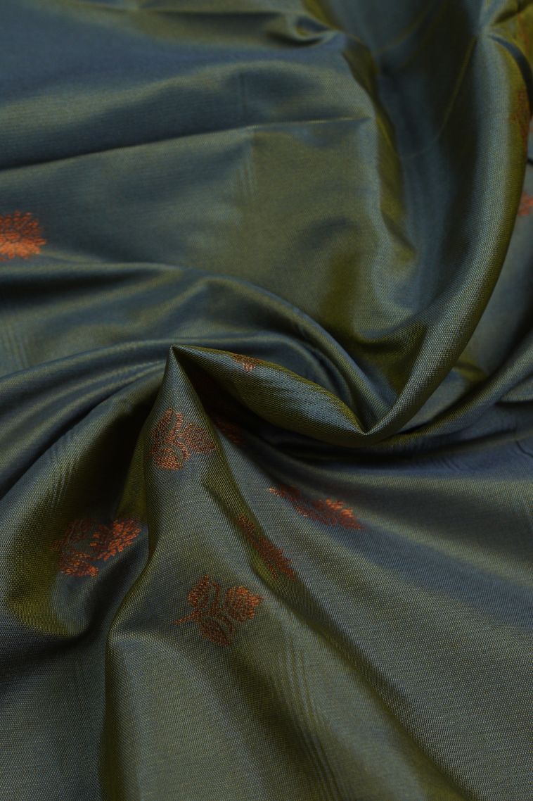 Damp Black Visiri Madippu Silk Sarees with Gold Zari Buttis (small Dots Or Motifs) view 4