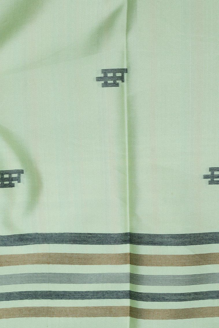 Pistachio Green Tussar Saree with Without Zari Zari Buttis (small Dots Or Motifs) view 3