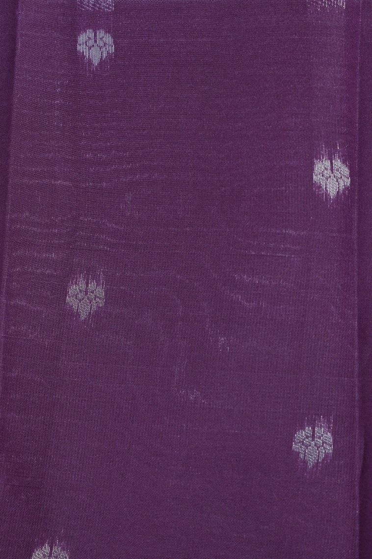 Amethyst Purple Visiri Madippu Silk Sarees with Silver Zari Floral Patterns view 3