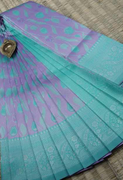 Indigo Blue Visiri Madippu Silk Sarees with Silver Zari Floral Patterns