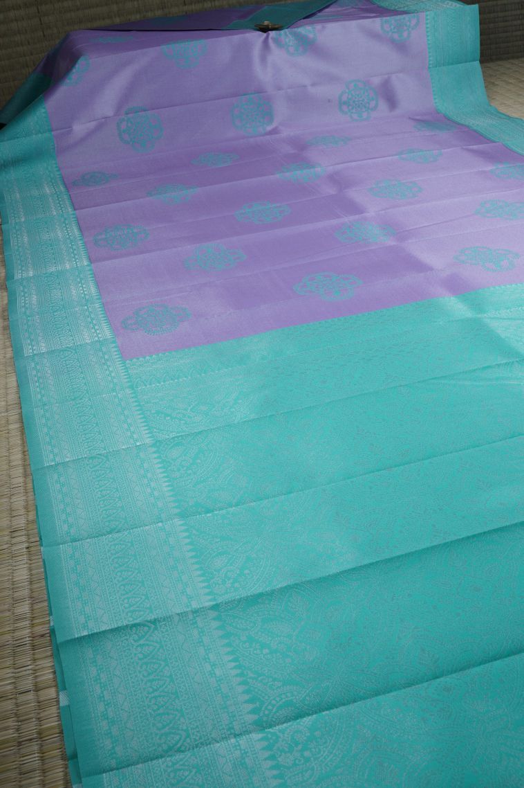 Indigo Blue Visiri Madippu Silk Sarees with Silver Zari Floral Patterns view 2