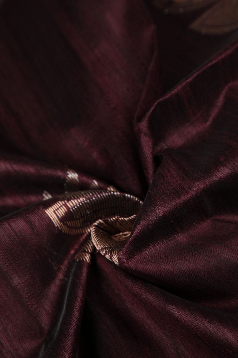 Bosenberry Purple Tussar Saree with Gold Zari Buttis (small Dots Or Motifs) view 4