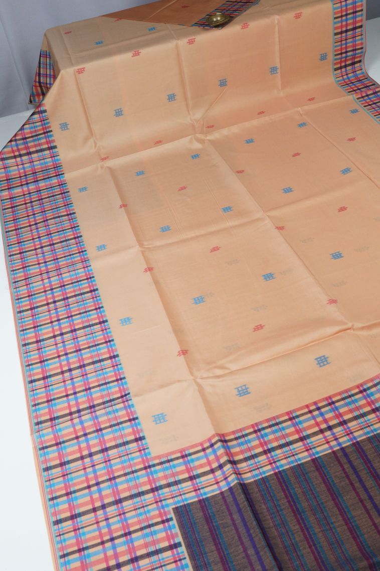 Flamingo Pink Tussar Saree with Without Zari Zari Buttis (small Dots Or Motifs) view 2