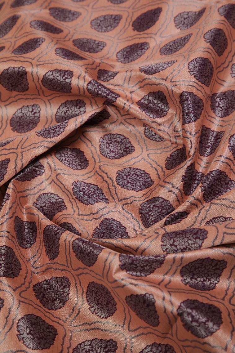 Cantaloupe Orange Visiri Madippu Silk Sarees with Silver Zari Floral Patterns view 4