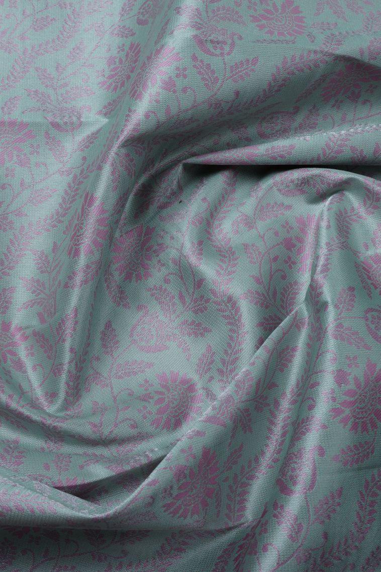 Arctic Blue Visiri Madippu Silk Sarees with Silver Zari Floral Patterns view 4