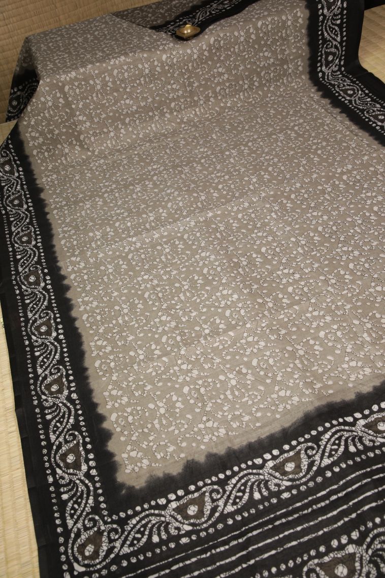 Slate Blue Tussar Saree with Without Zari Zari Floral Patterns view 2