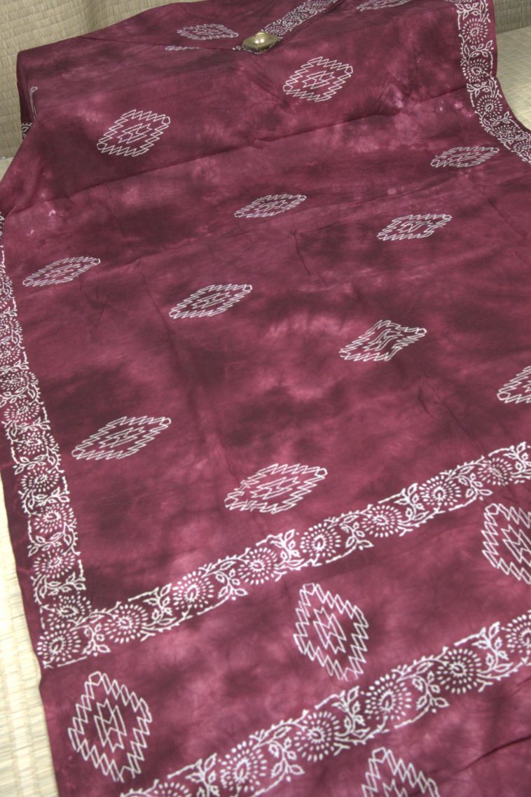 Rosewood Pink Cotton Sarees with Without Zari Zari Floral Patterns view 2
