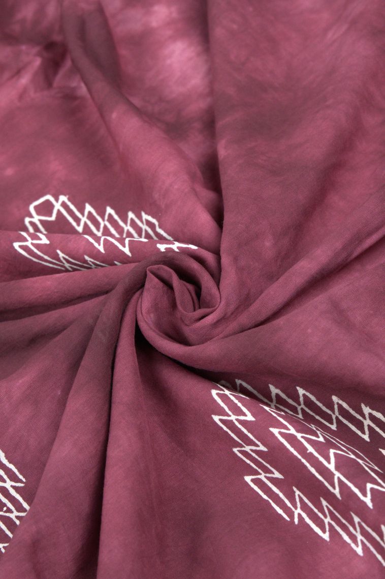 Rosewood Pink Cotton Sarees with Without Zari Zari Floral Patterns view 4