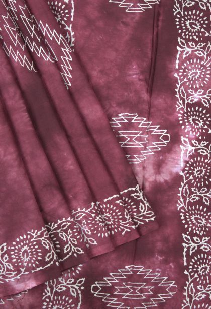 Rosewood Pink Cotton Sarees with Without Zari Zari Floral Patterns