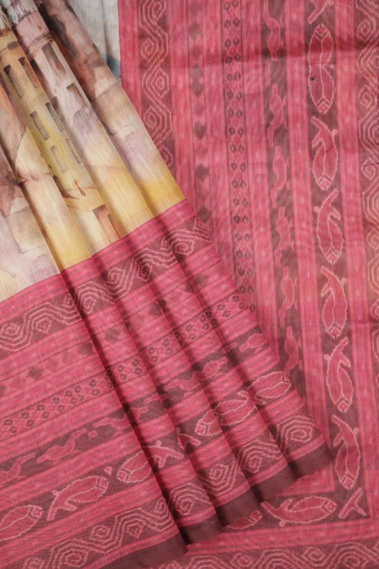 Cream White Tussar Saree with Without Zari Zari Floral Patterns view 1