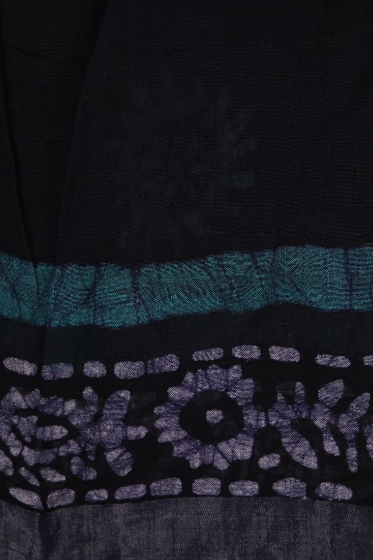 Denim Blue Cotton Sarees with Without Zari Zari Buttis (small Dots Or Motifs) view 3