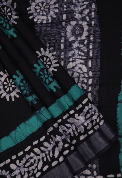 Denim Blue Cotton Sarees with Without Zari Zari Buttis (small Dots Or Motifs)