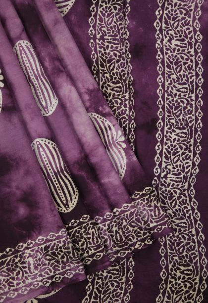 Mauve Purple Cotton Sarees with Without Zari Zari Buttis (small Dots Or Motifs)