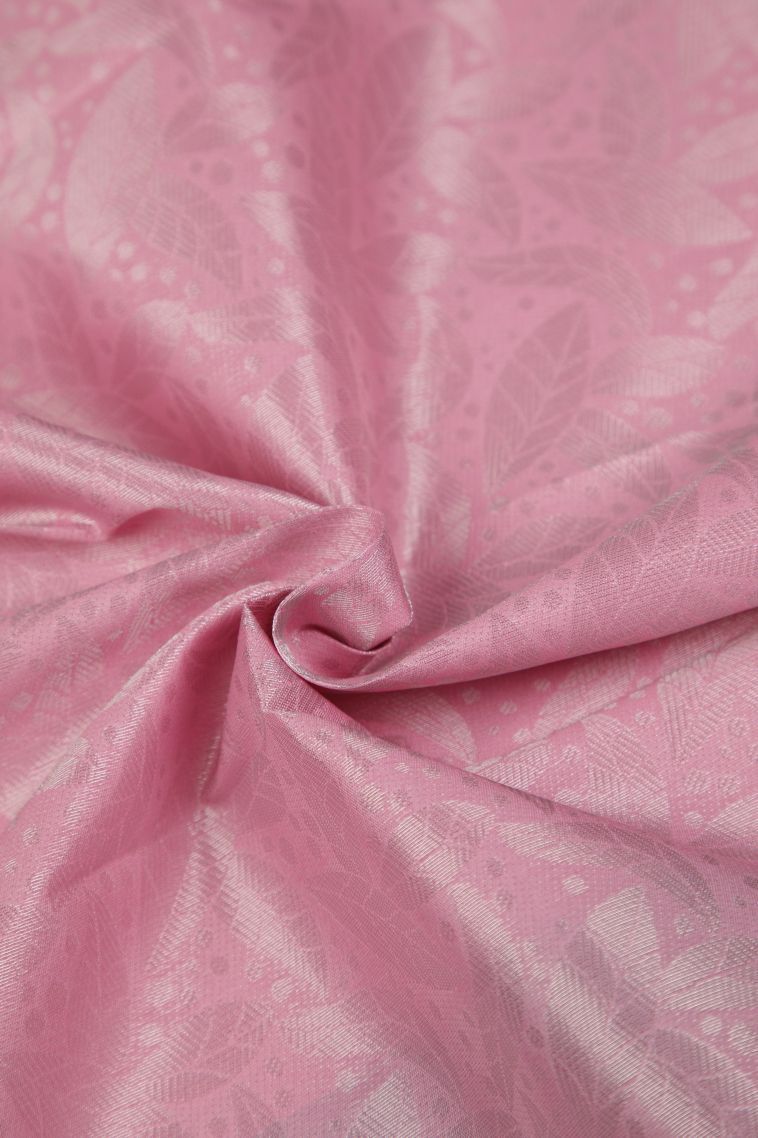 Ballet Pink Visiri Madippu Silk Sarees with Silver Zari Floral Patterns view 4
