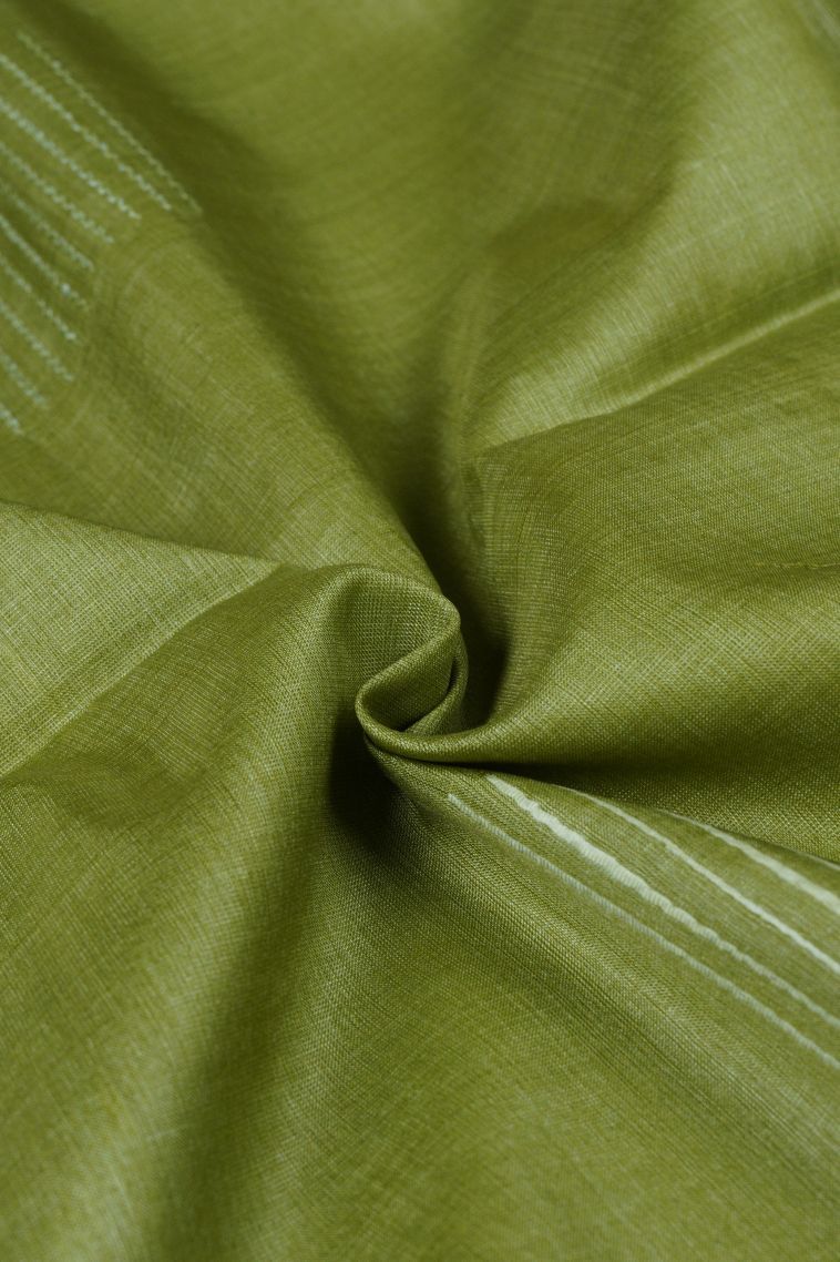 Pickle Green Tussar Saree with Without Zari Zari Buttis (small Dots Or Motifs) view 4