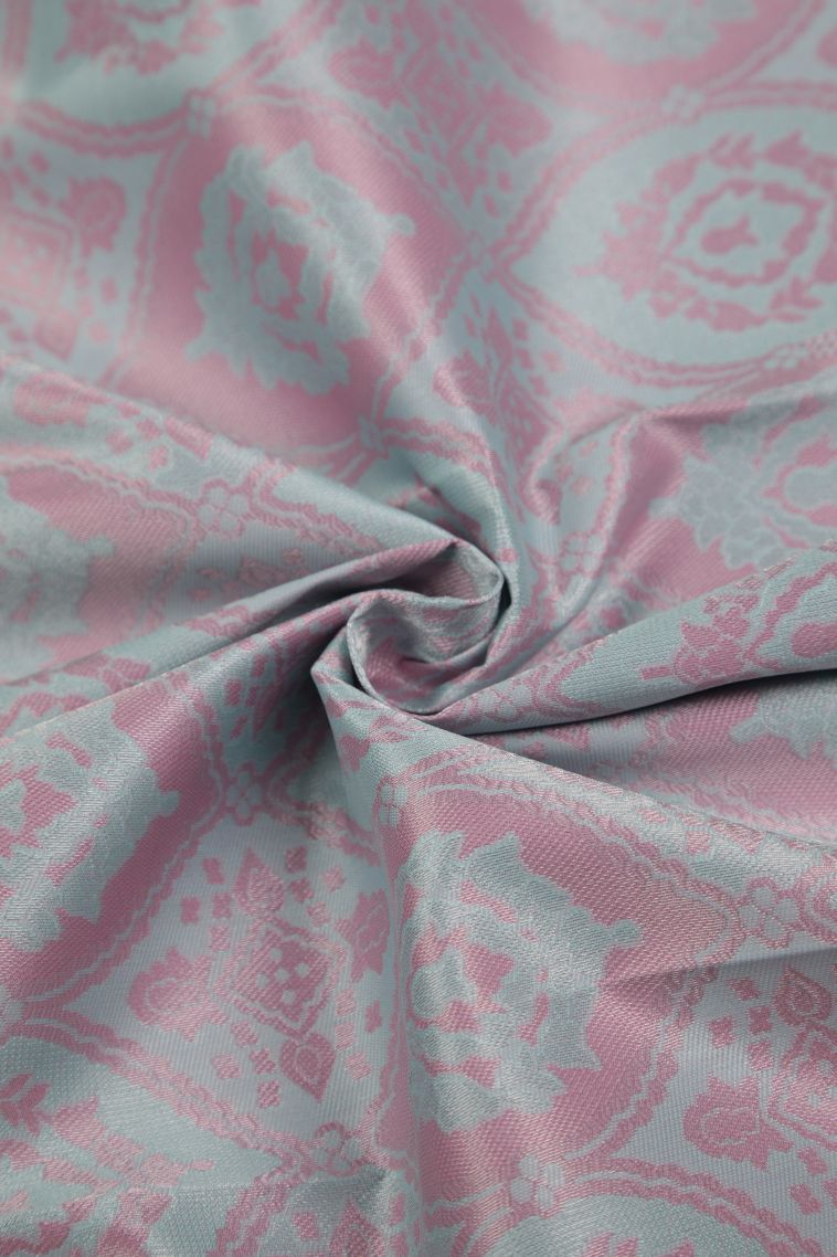 Sky Blue Visiri Madippu Silk Sarees with Silver Zari Floral Patterns view 4