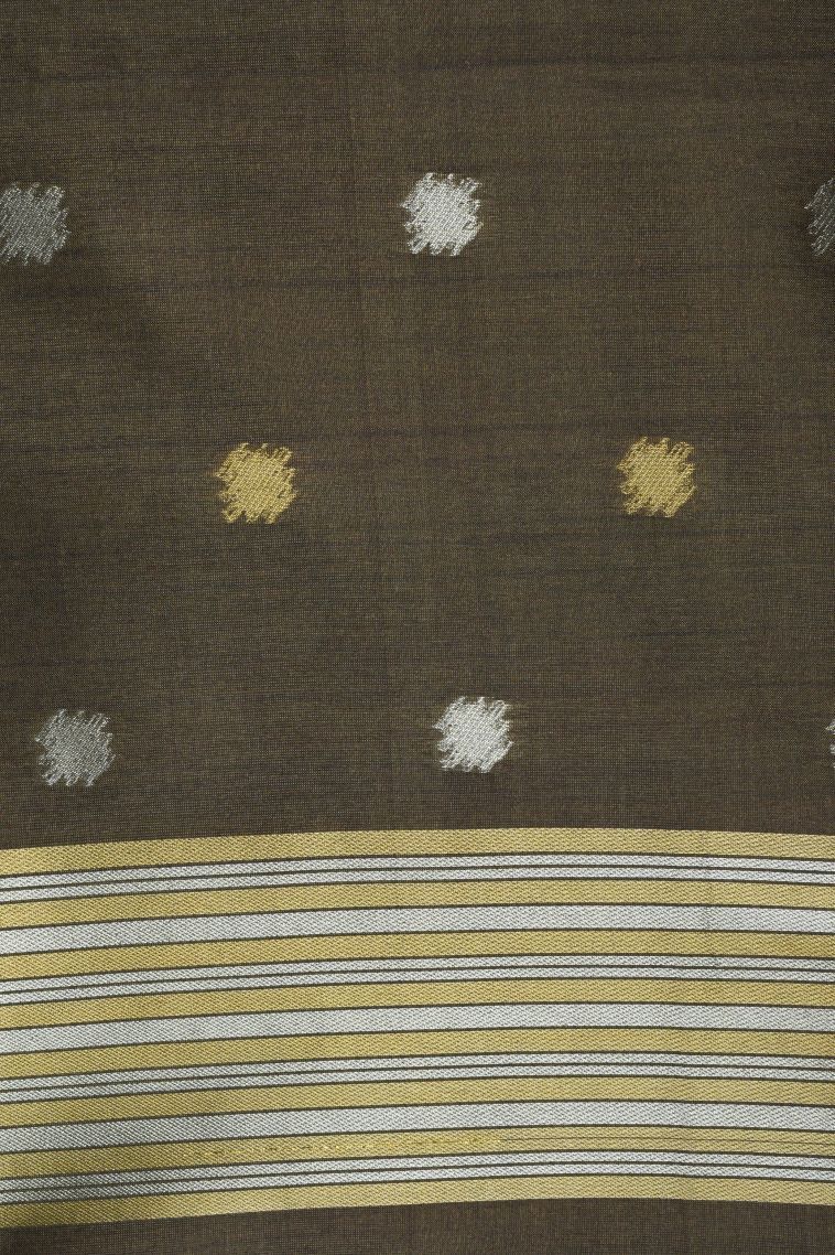 Moccon Green Tussar Saree with Without Zari Zari Buttis (small Dots Or Motifs) view 3