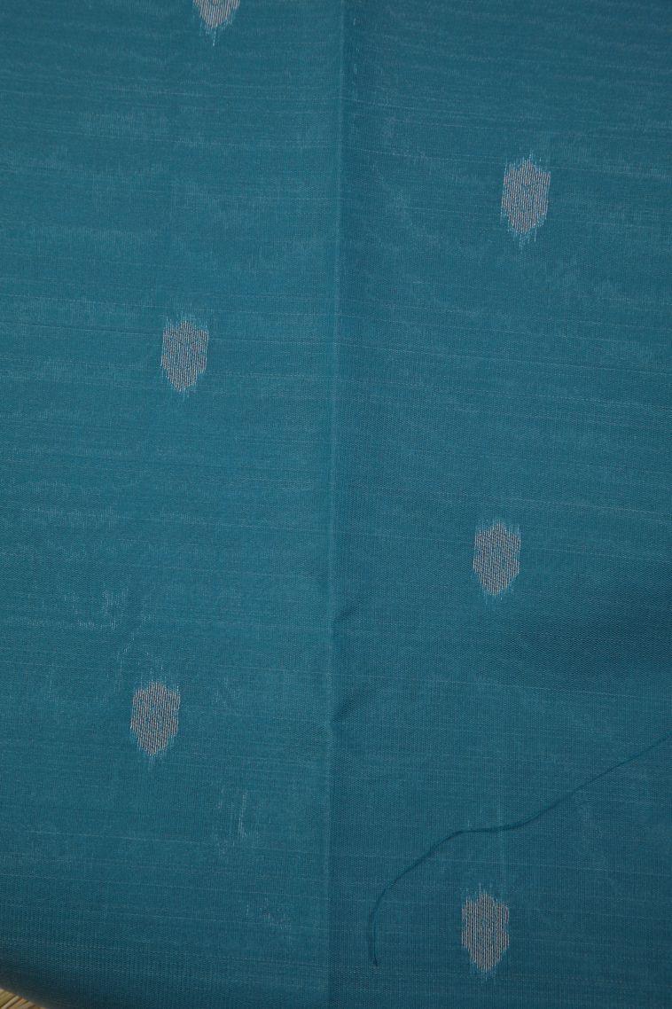 Sky Blue Visiri Madippu Silk Sarees with Silver Zari Floral Patterns view 3