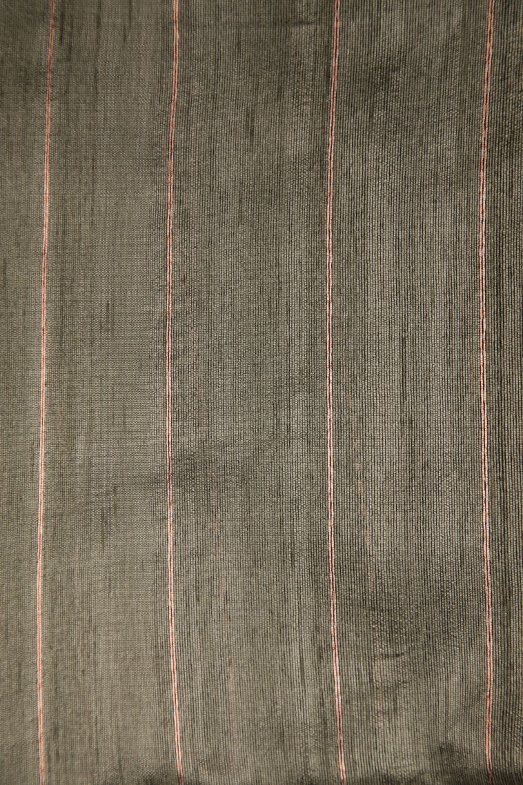 Asphalt Black Tussar Saree with Copper Zari Buttis (small Dots Or Motifs) view 3