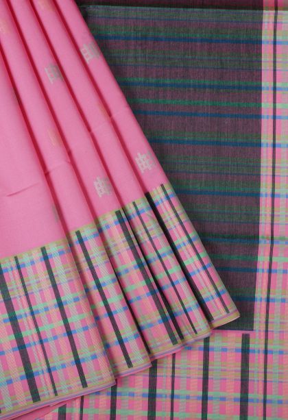 Taffy Pink Tussar Saree with Without Zari Zari Buttis (small Dots Or Motifs)