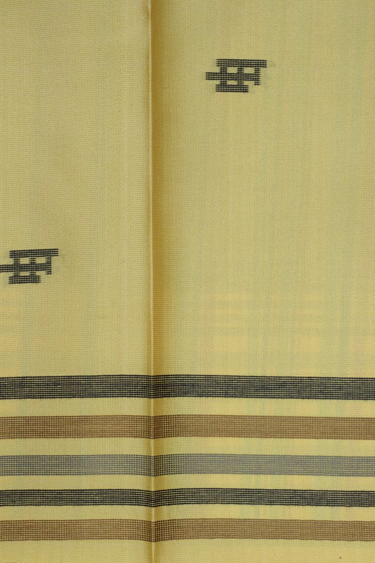 Lemon Yellow Tussar Saree with Without Zari Zari Buttis (small Dots Or Motifs) view 3