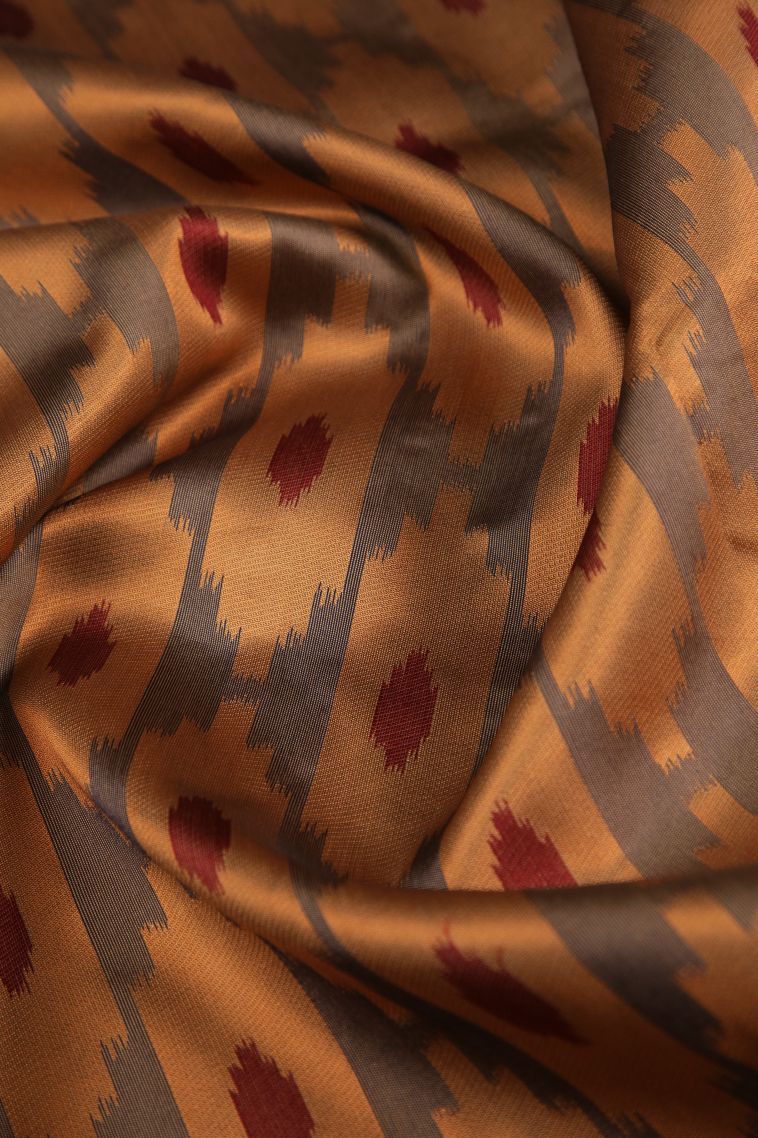 Slate Blue Apoorva Silk Sarees with Copper Zari Geometric Shapes view 4