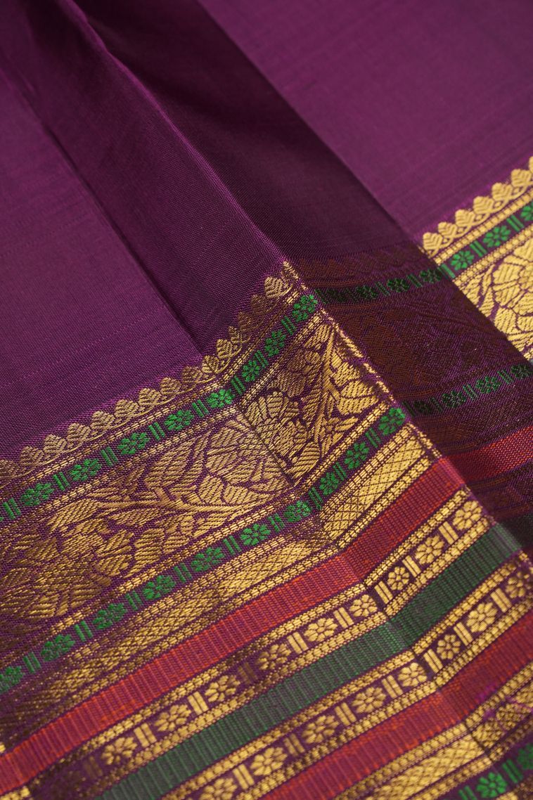 Chartreuse Green Kanchipuram Silk Sarees with Gold Zari Checks view 3