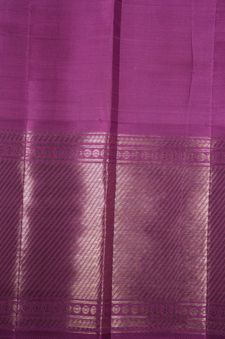 Lemon Yellow Kanchipuram Silk Sarees with Gold Zari Stripes view 3