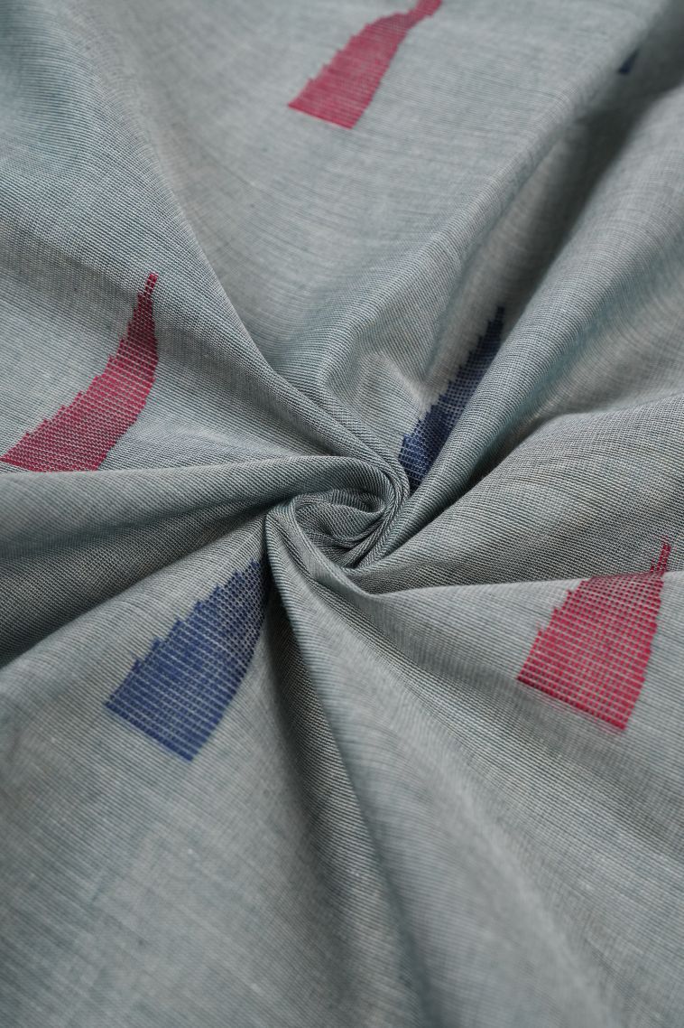 Slate Blue Kanchi Cotton Sarees with Without Zari Zari Geometric Shapes view 4