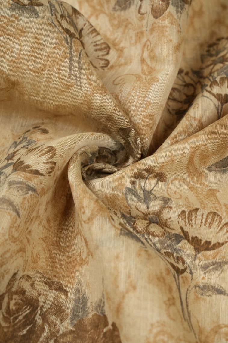 Cream White Chanderi Cotton Sarees with Without Zari Zari Floral Patterns view 4