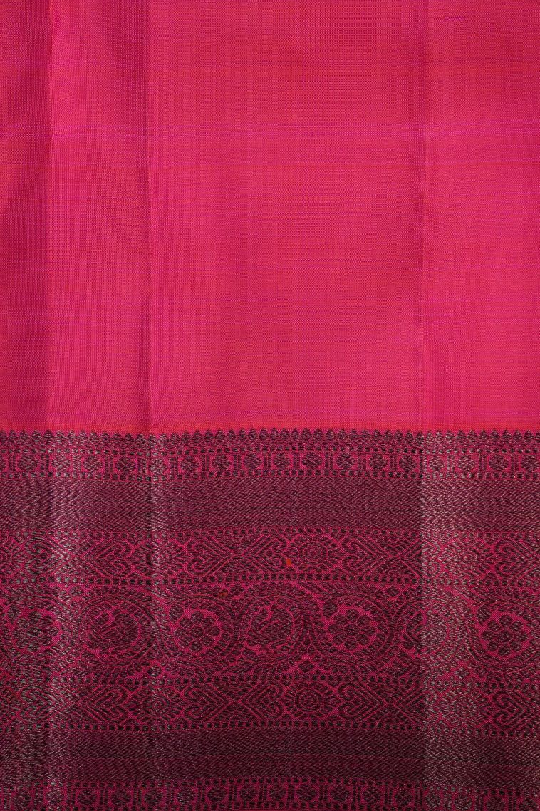Strawberry Pink Kanchipuram Silk Sarees with Bronze Zari Buttis (small Dots Or Motifs) view 3