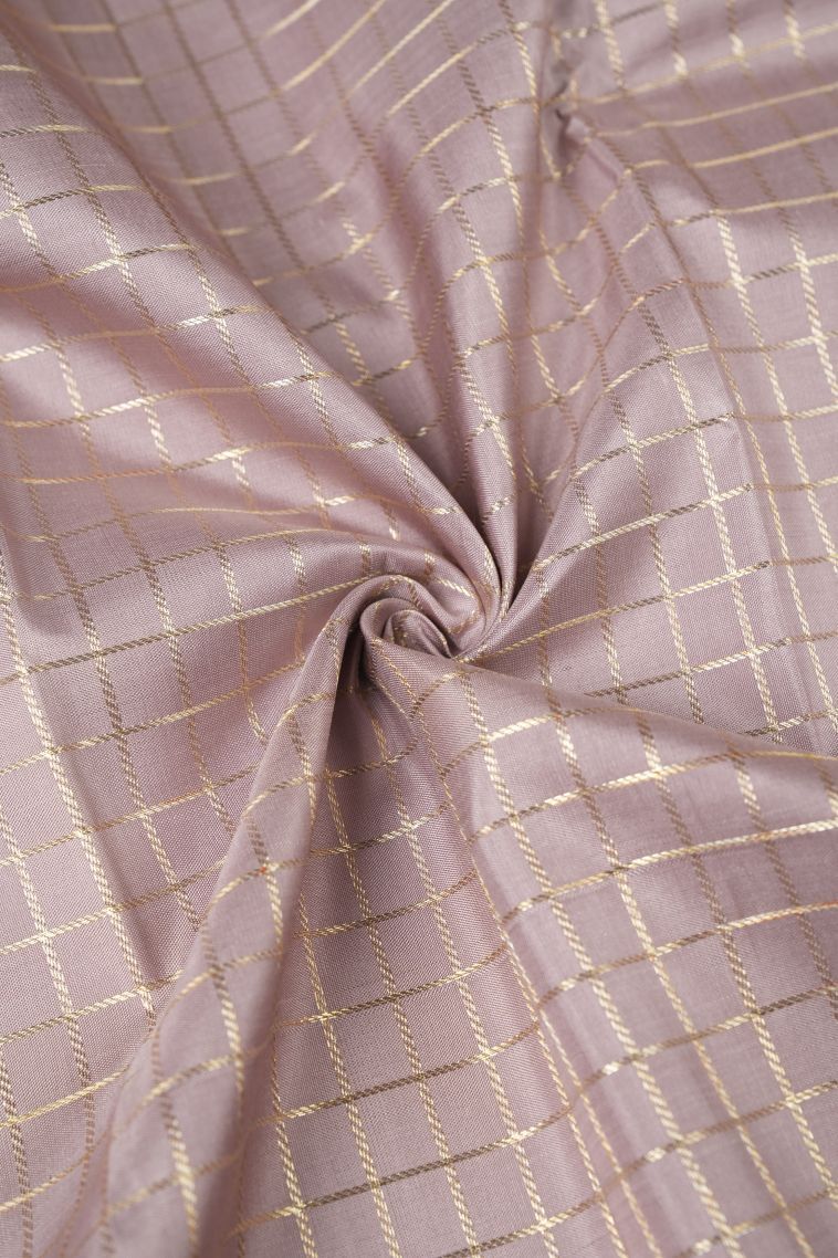 Lean Pink Kanchipuram Silk Sarees with Silver Zari Checks view 4