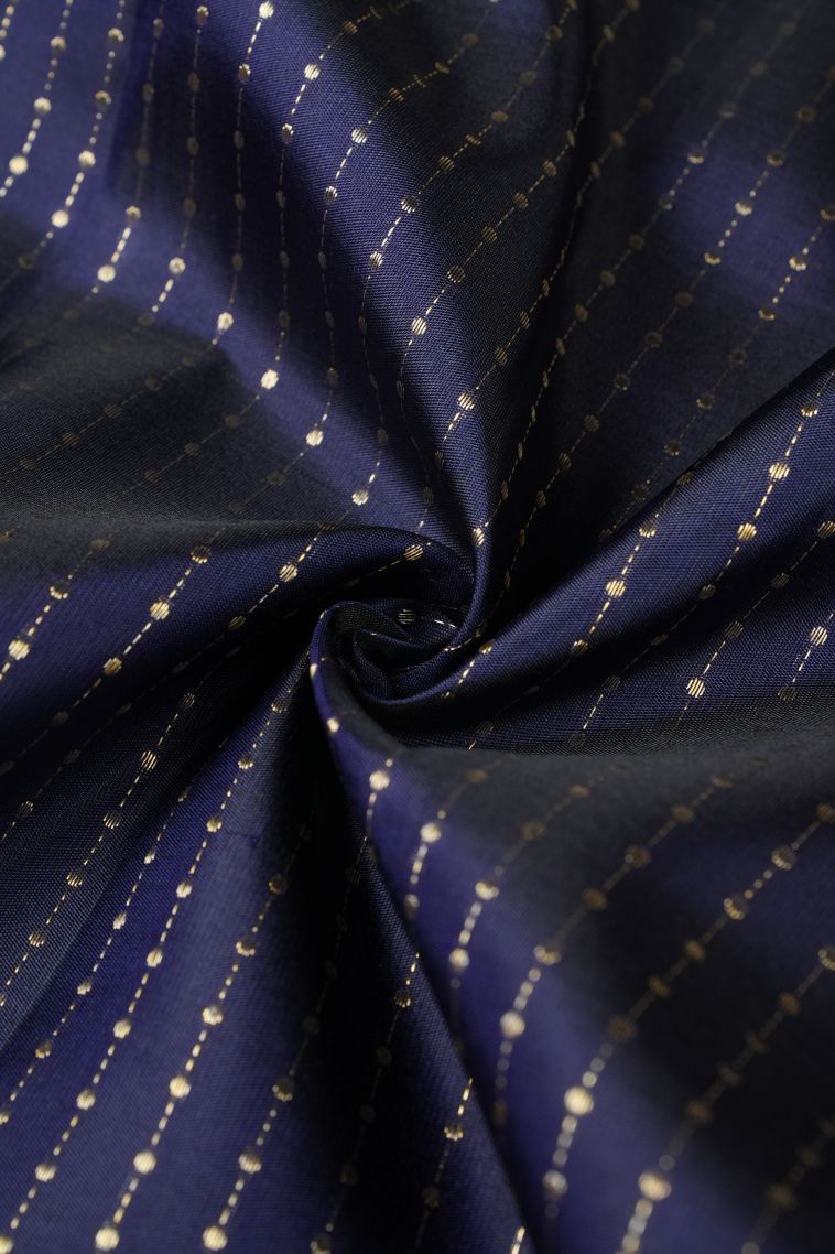 Berry Blue Kanchipuram Silk Sarees with Gold Zari Stripes view 4