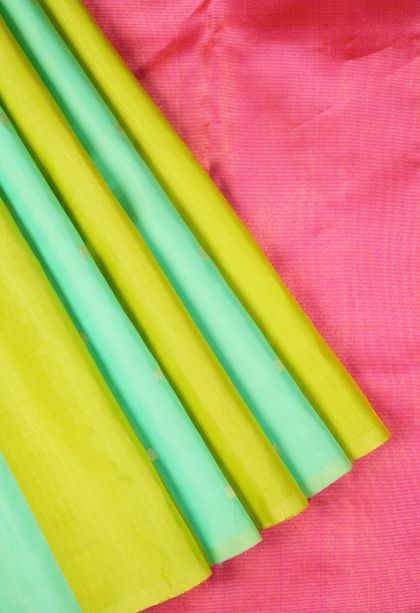 Seafoam Green Kanchipuram Silk Sarees with Gold Zari Stripes