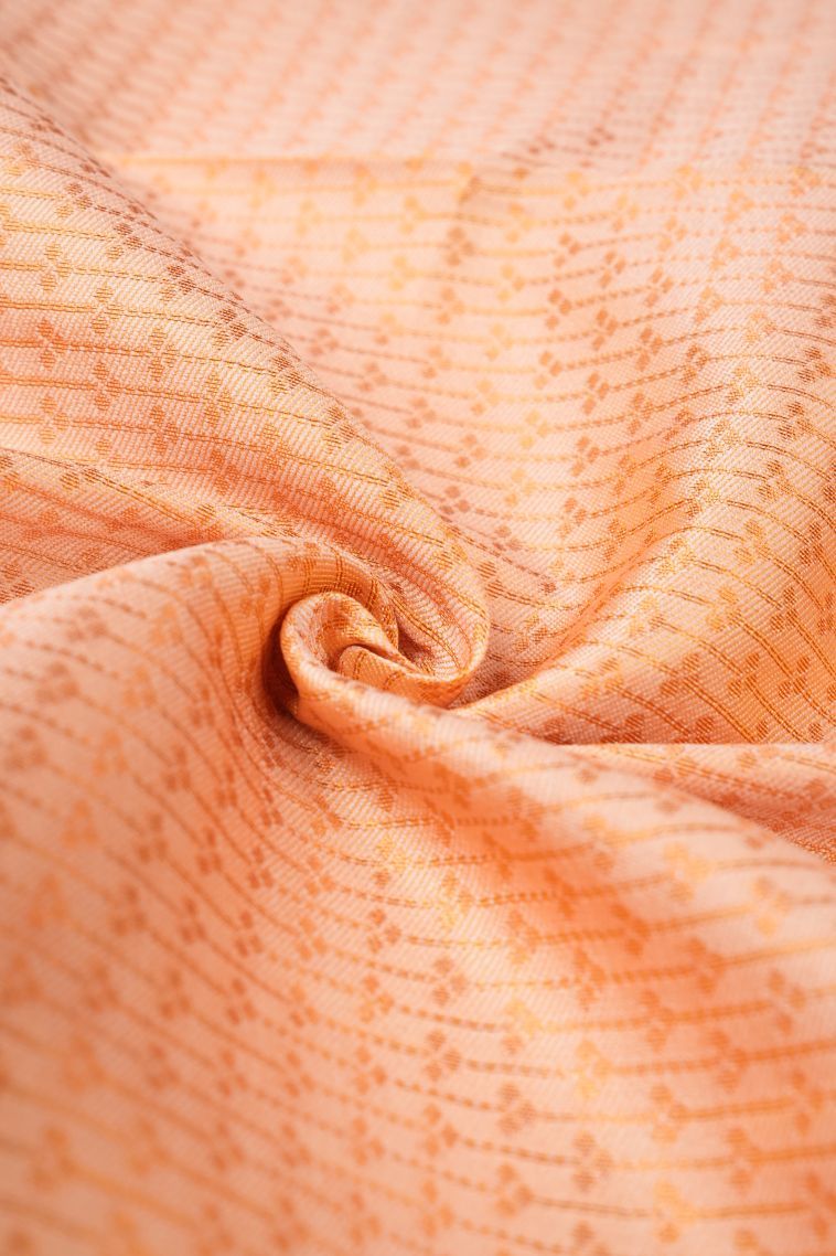 Peach Pink Visiri Madippu Silk Sarees with Copper Zari Floral Patterns view 4