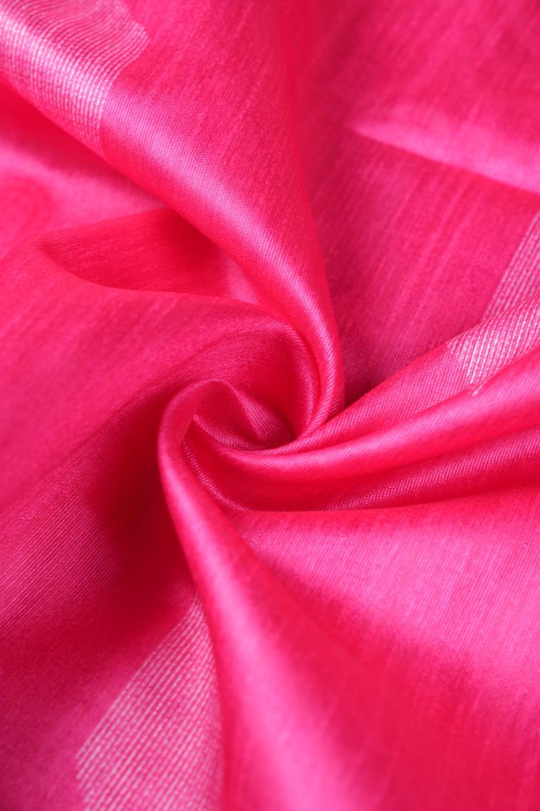Hot Pink Tussar Saree with Without Zari Zari Buttis (small Dots Or Motifs) view 4