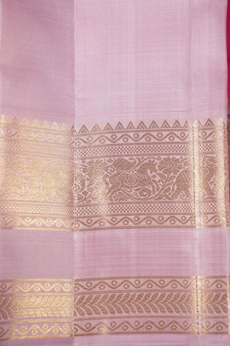 Punch Pink Kanchipuram Silk Sarees with Gold Zari Buttis (small Dots Or Motifs) view 3