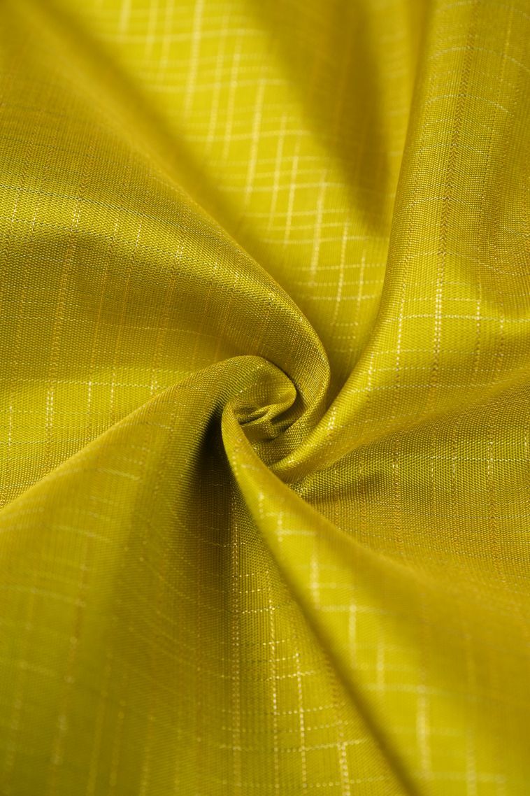 Juniper Green Kanchipuram Silk Sarees with Gold Zari Checks view 4