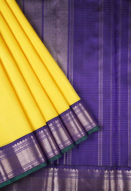 Lemon Yellow Kanchipuram Silk Sarees with Without Zari Zari Plain