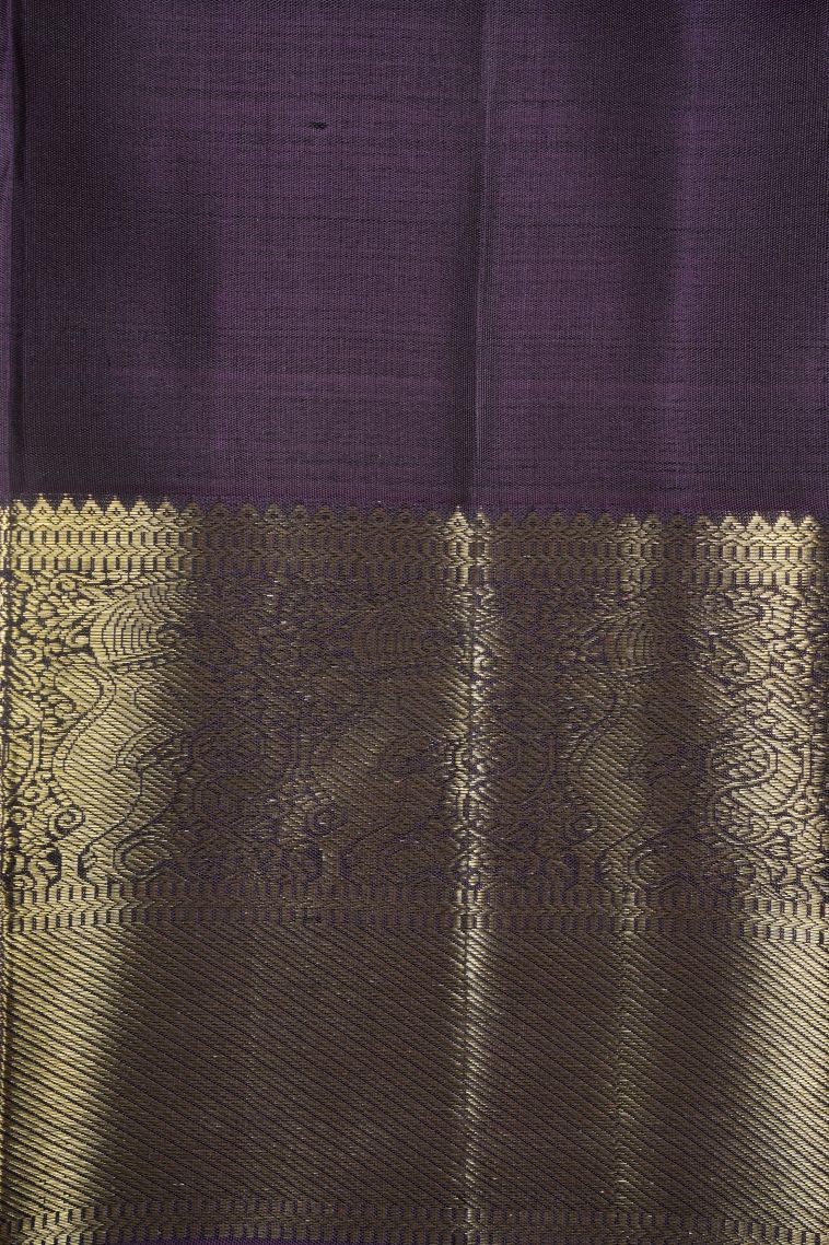 Magenta Purple Kanchipuram Silk Sarees with Gold Zari Buttis (small Dots Or Motifs) view 3