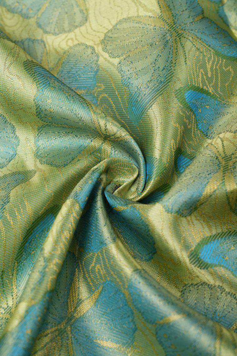 Olive Green Kanchipuram Silk Sarees with Gold Zari Animal And Bird Motifs view 4